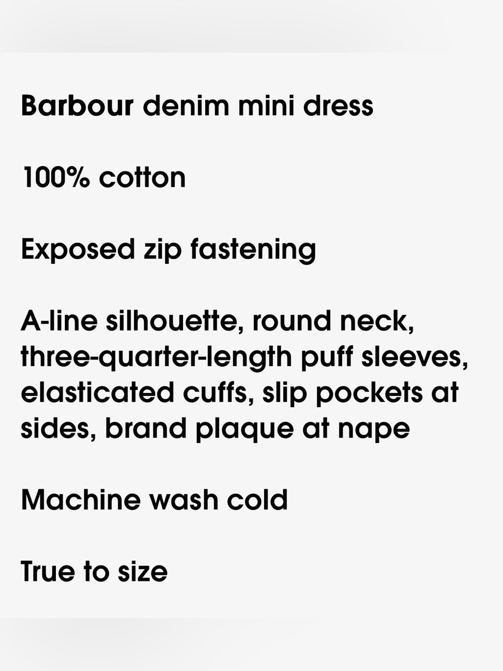 Barbour Bowhill Puff-Sleeve Mini Dress with Front Zip - Picture 8 of 8